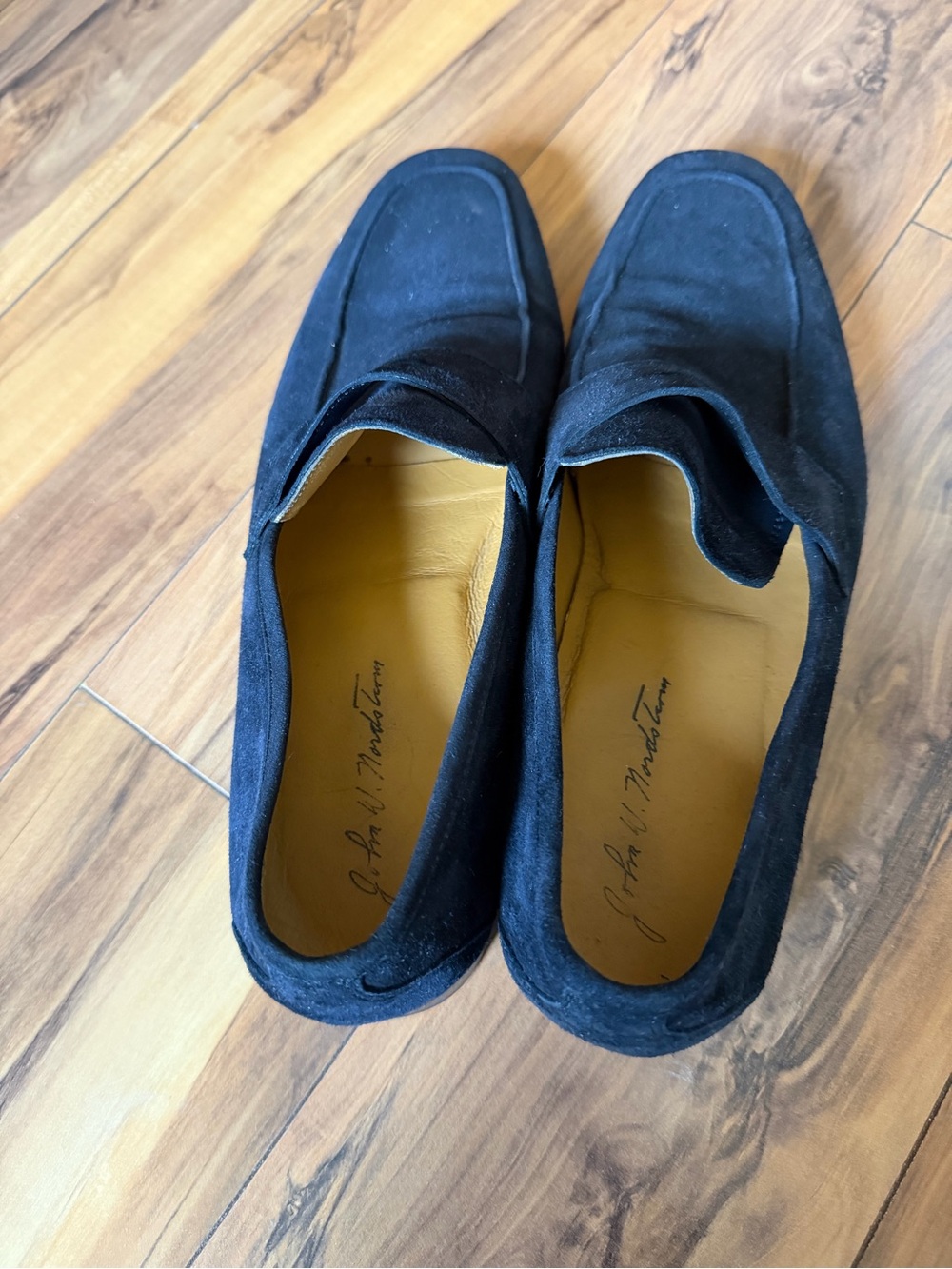 John W. Nordstrom Men's Navy Suede Penny Loafers - Classic Slip-On Style - Picture 5 of 7